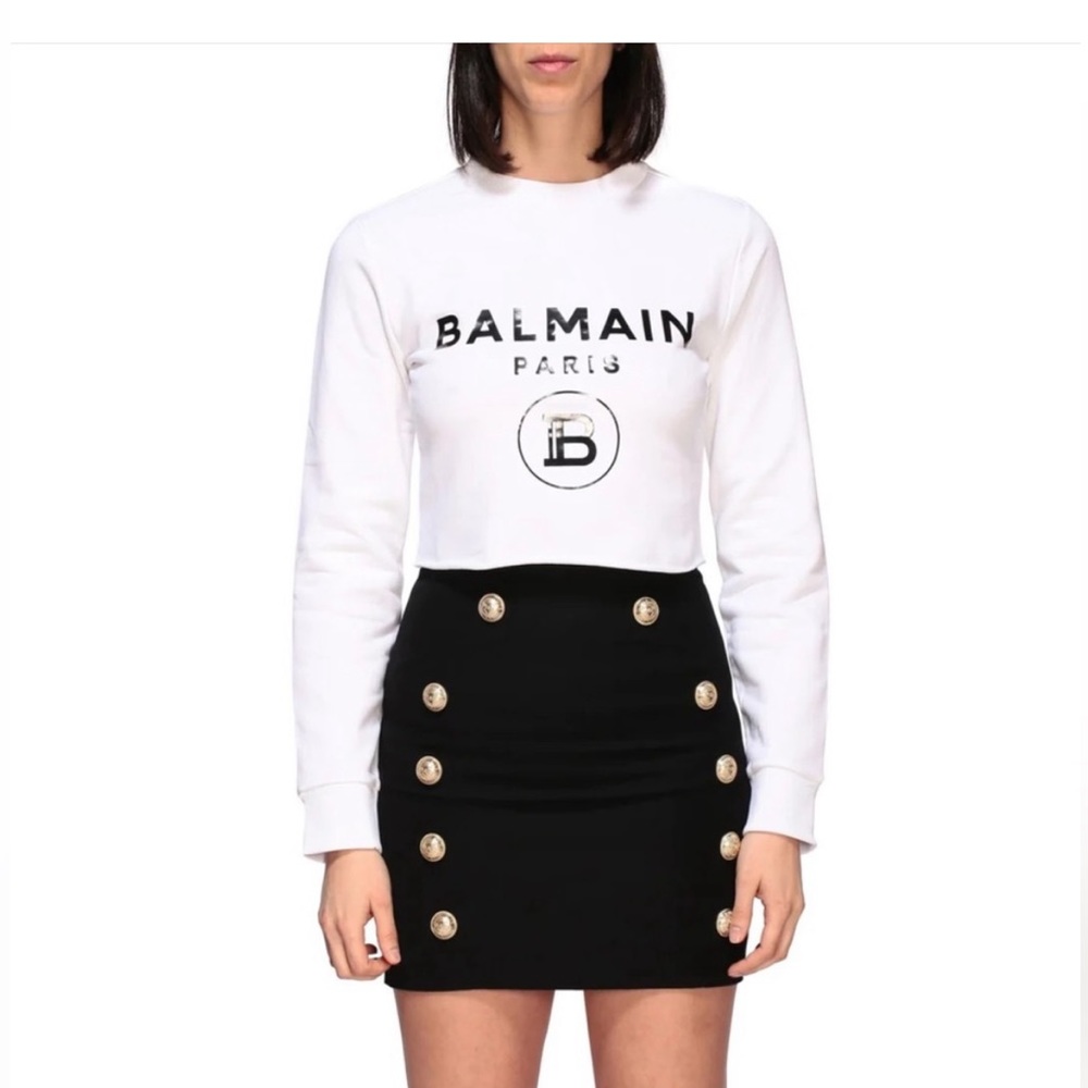 BALMAIN Graphic Print Crew Neck Crop Top-Original NEW w/tags!super cool!
Size S